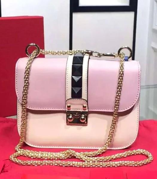 Valentino Small Chain Shoulder Bag Mixed colors Pink/Ivory White