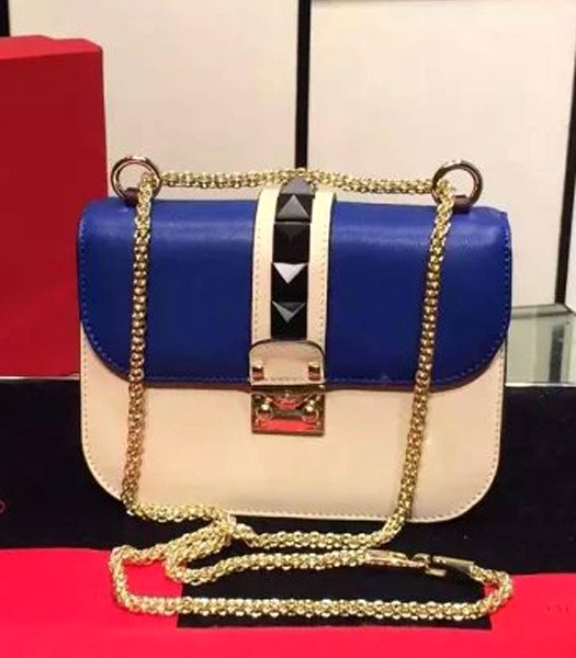 Valentino Small Chain Shoulder Bag Mixed colors White/Blue