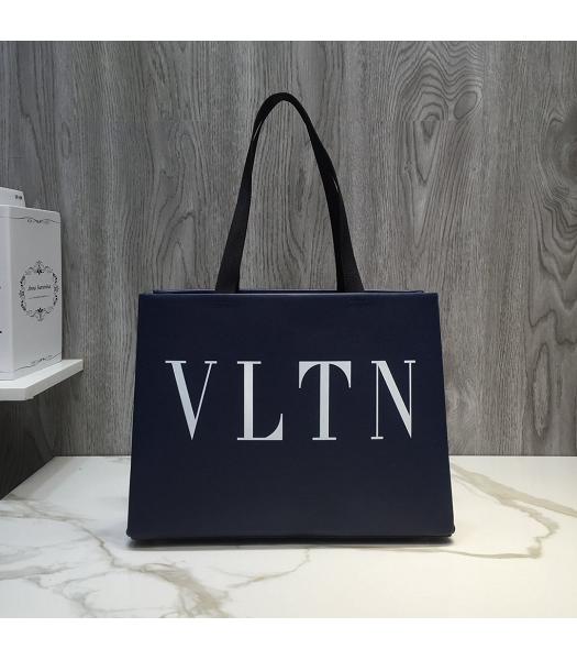 Valentino Valentino Garavani Original Calfskin Shopping Bag Dark Blue