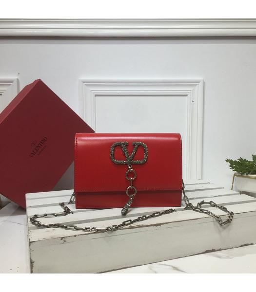 Valentino Valentino Vcase Diamonds Original Calfskin Bag Red