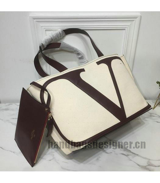 Valentino VLOGO Garavani Beach Canvas 30cm Shopping Bag White-3