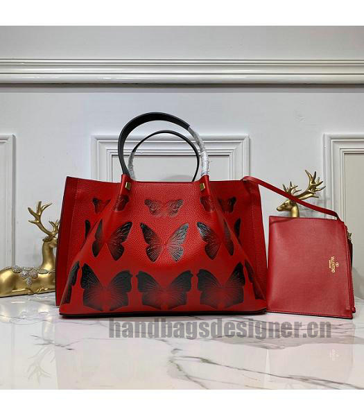 Valentino VLOGO Garavani Escape Red Original Calfskin Shopping Bag-1