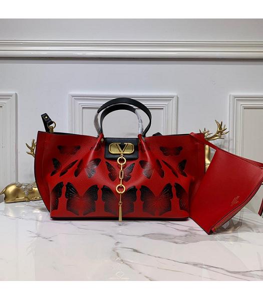 Valentino VLOGO Garavani Escape Red Original Calfskin Shopping Bag