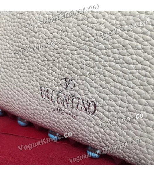 Valentino White Leather Rockstud Turquoise Tote Bag Silver Nail-4