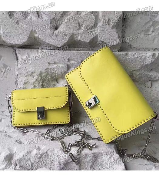 Valentino Yellow Original Leather Rivets Small Bag-3