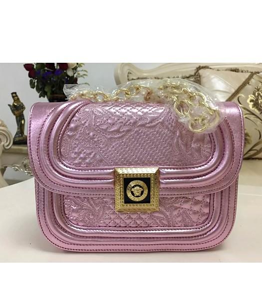 Versace Embroidered Lambskin Leather Shoulder Bag 2022 Cherry Pink