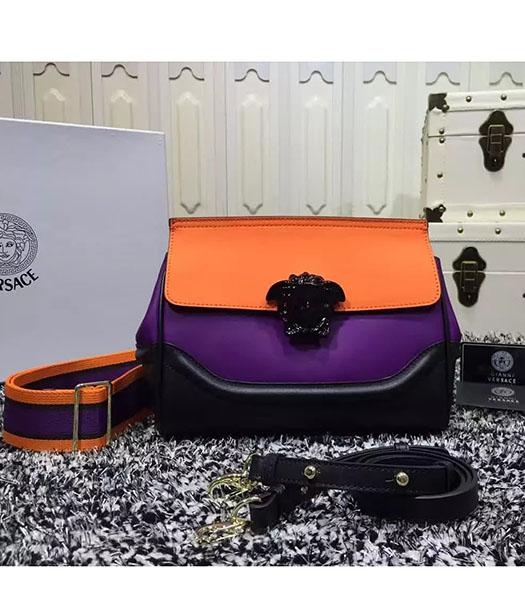 Versace Palazzo Empire Medusa Leather Shoulder Bag Orange&Black&Purple