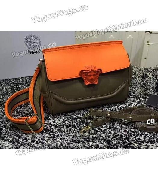 Versace Palazzo Empire Medusa Leather Shoulder Bag Orange&Khaki-1