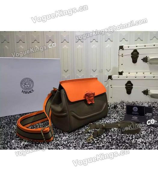 Versace Palazzo Empire Medusa Leather Shoulder Bag Orange&Khaki-2