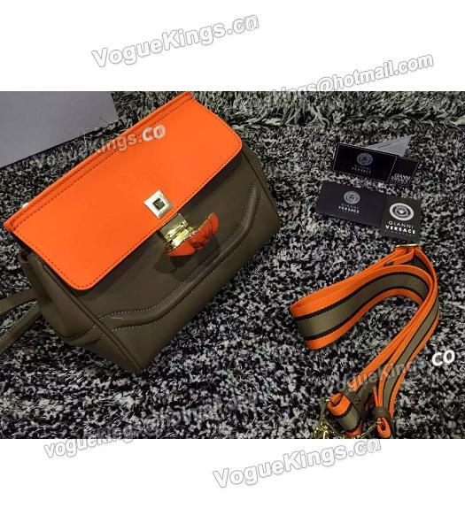 Versace Palazzo Empire Medusa Leather Shoulder Bag Orange&Khaki-5