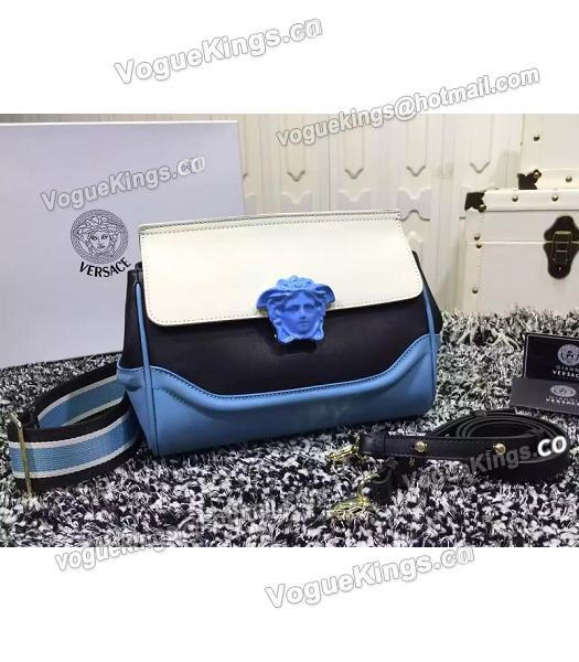 Versace Palazzo Empire Medusa Leather Shoulder Bag White&Black&Blue-1