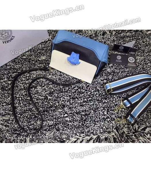 Versace Palazzo Empire Medusa Leather Shoulder Bag White&Black&Blue-3