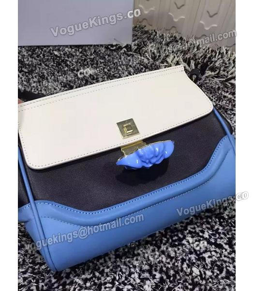 Versace Palazzo Empire Medusa Leather Shoulder Bag White&Black&Blue-6