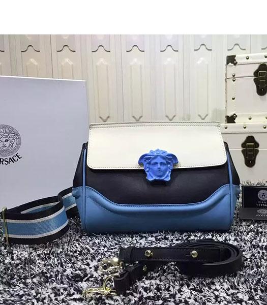 Versace Palazzo Empire Medusa Leather Shoulder Bag White&Black&Blue