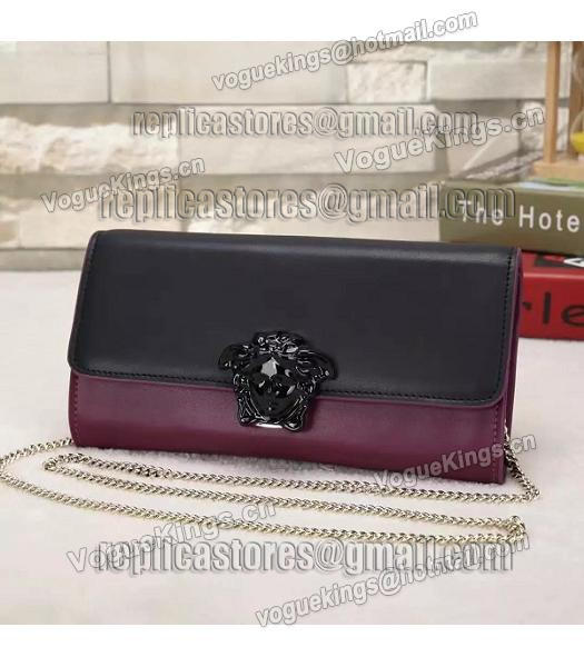 Versace Palazzo Empire Original Calfskin Leather Tote Bag Black&Purple-1