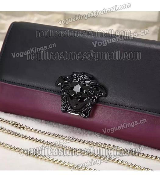 Versace Palazzo Empire Original Calfskin Leather Tote Bag Black&Purple-2