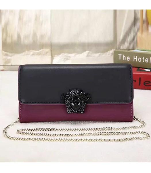 Versace Palazzo Empire Original Calfskin Leather Tote Bag Black&Purple