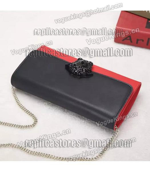 Versace Palazzo Empire Original Calfskin Leather Tote Bag Black&Red-3