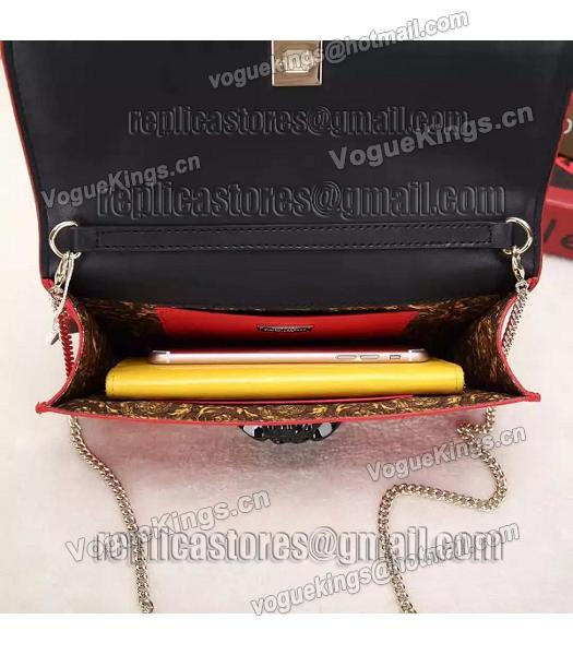 Versace Palazzo Empire Original Calfskin Leather Tote Bag Black&Red-7