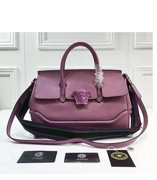 Versace Palazzo Empire Purple Leather Top Handle Bag
