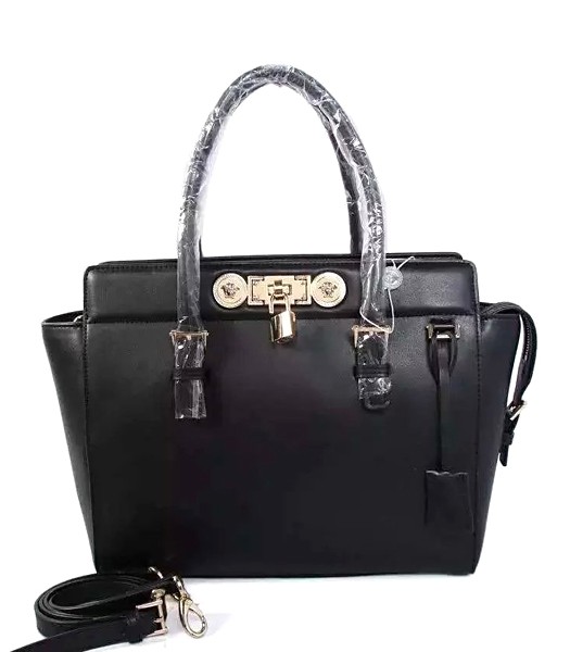 Versace The Newest Cow Leather Medium Top Handle Bag 2850 Black