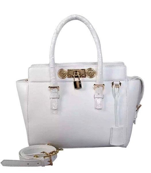 Versace The Newest Cow Leather Medium Top Handle Bag 2850 White