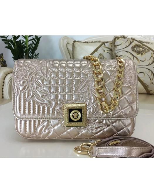 Versace Top-quality Embroidered Lambskin Shoulder Bag 9601 Champagne Gold