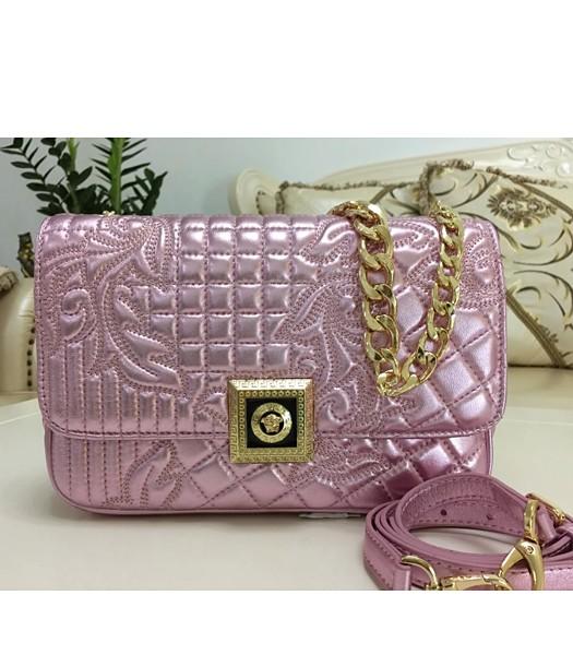 Versace Top-quality Embroidered Lambskin Shoulder Bag 9601 Cherry Pink