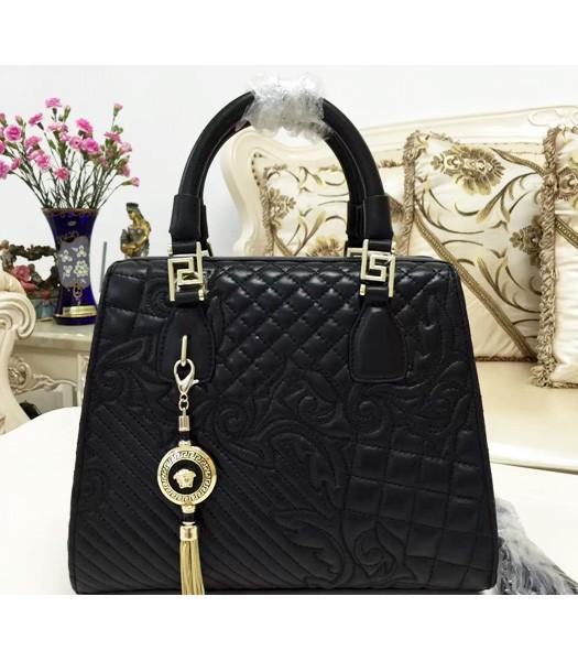 Versace Top-quality Lambskin Leather Tote Bag 2018 In Black
