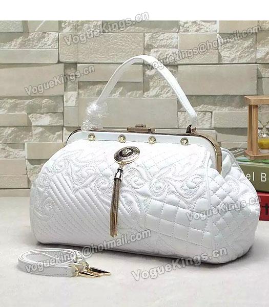 Versace White Original Sheepskin Leather Tote Bag