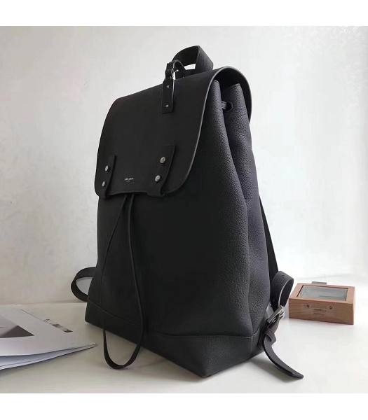 YSL Black Litchi Veins Calfskin Leather Backpack-1