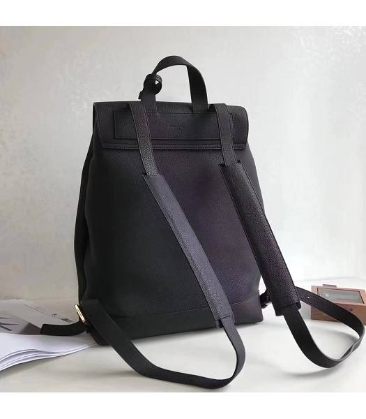 YSL Black Litchi Veins Calfskin Leather Backpack-3