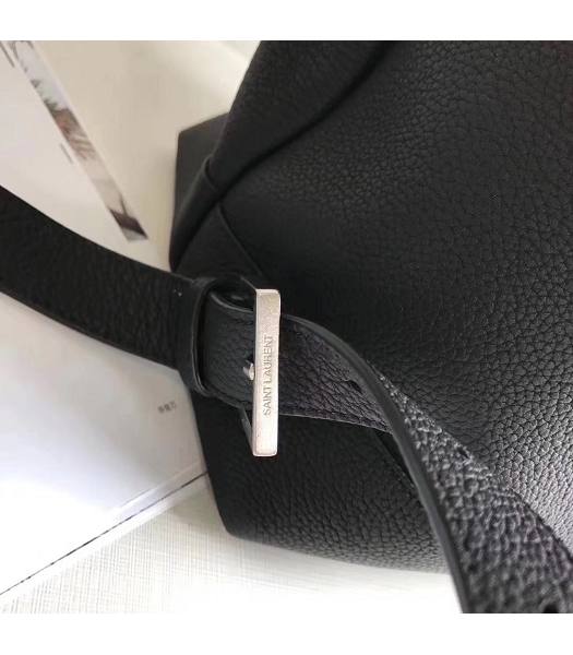 YSL Black Litchi Veins Calfskin Leather Backpack-4