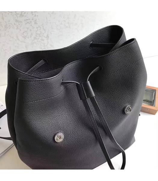 YSL Black Litchi Veins Calfskin Leather Backpack-5