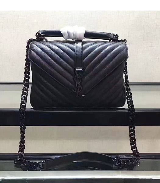 YSL Black Matelasse Origianl Leather Black Chains 24cm Top Handle Bag