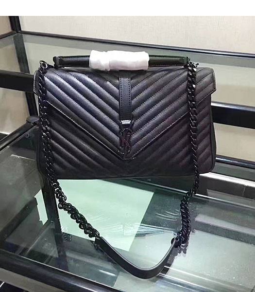 YSL Black Matelasse Origianl Leather Black Chains 32cm Top Handle Bag