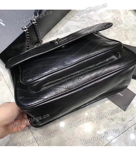 YSL Black Oil Wax Calfskin Leather Silver Chains 28cm Shoulder Bag-1