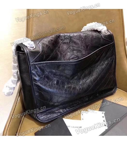 YSL Black Oil Wax Calfskin Leather Silver Chains 32cm Shoulder Bag-2