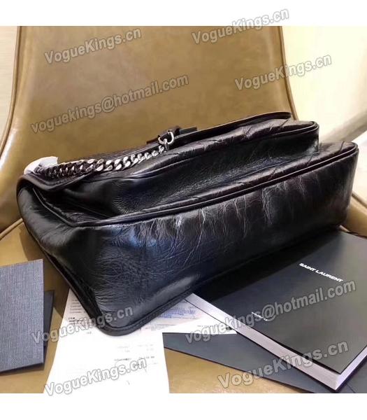 YSL Black Oil Wax Calfskin Leather Silver Chains 32cm Shoulder Bag-3