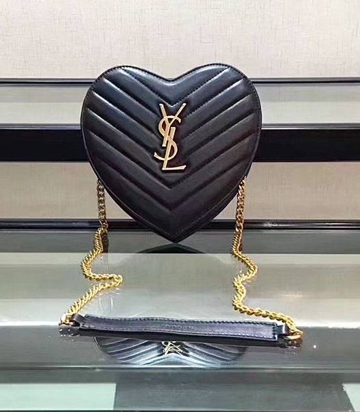 YSL Black Origianl Matelasse Lambskin Leather Golden Chains Love Box Bag