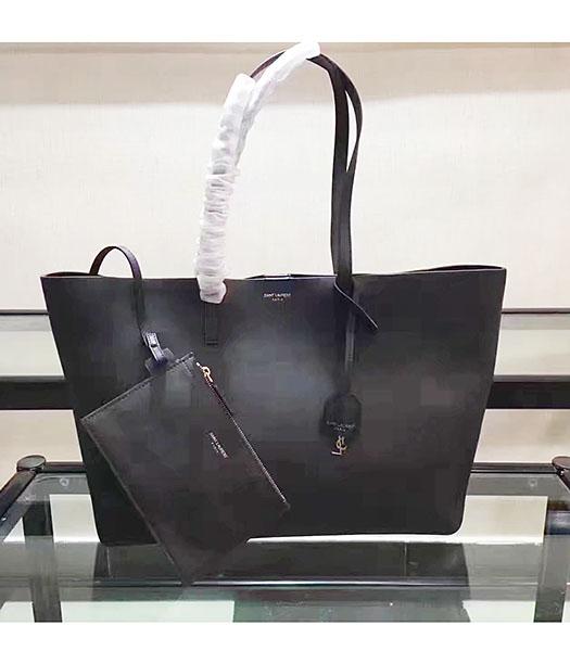 YSL Black Original Calfskin Leather Shopping Bag