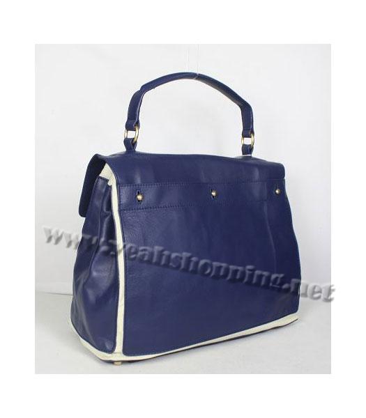 YSL Blue Leather Tote Bag-1