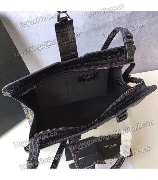 YSL Cabas Black Origianl Crco Veins Leather Black Metal 30cm Tote Bag-5