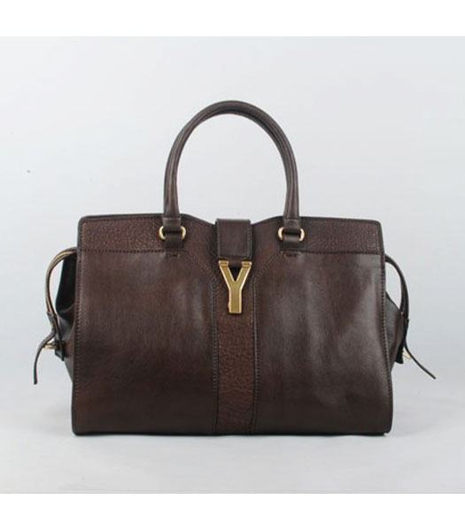 YSL Cabas Chyc in Dark Coffee Classic and Textured Leather