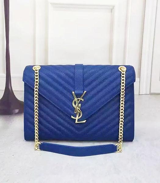 YSL Classic Monogramme 30cm Flap Bag Blue Caviar Leather