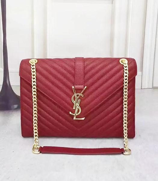 YSL Classic Monogramme 30cm Flap Bag Jujube Red Caviar Leather