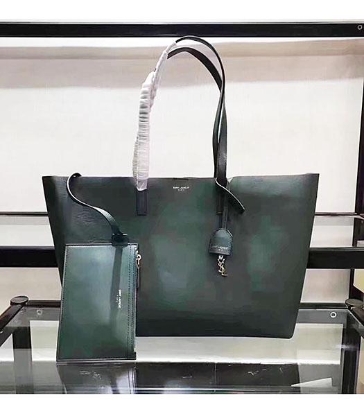 YSL Green Original Calfskin Leather Shopping Bag