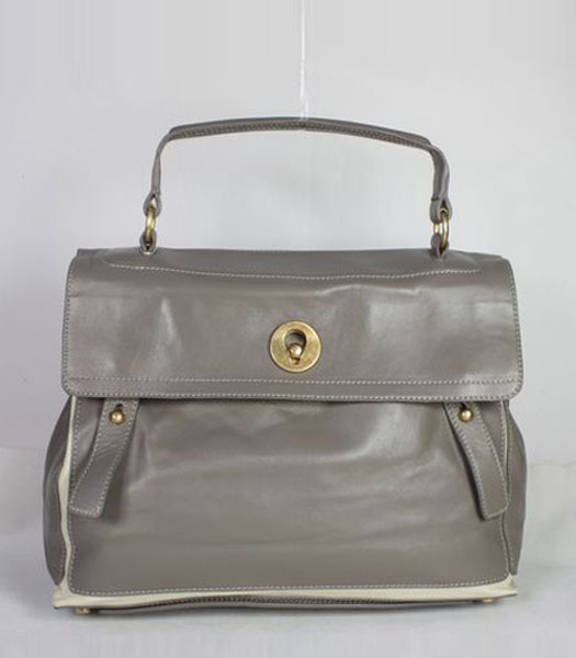 YSL Grey Leather Tote Bag 