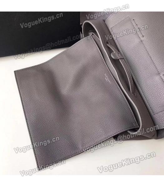 YSL Grey Litchi Veins Calfskin Leather Backpack-2