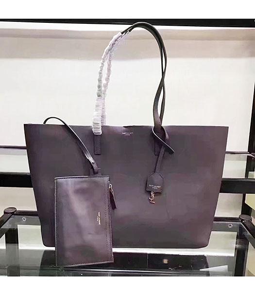 YSL Grey Original Calfskin Leather Shopping Bag